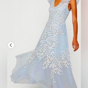 BCBGMaxazaria blue floral dress. Only worn once.